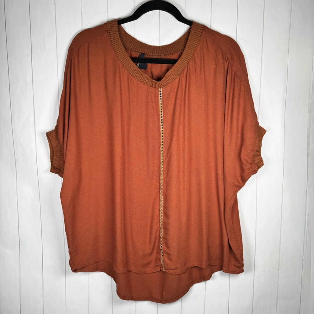 Ella Moss Brown Rayon Dolman Sleeve Layer Top Bohemian Lagenlook Western Chic M